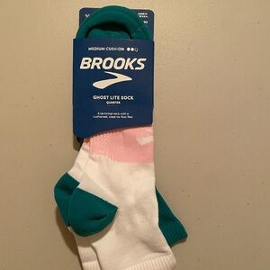 Brooks Ghost Lite Athletic Socks - Teal and White